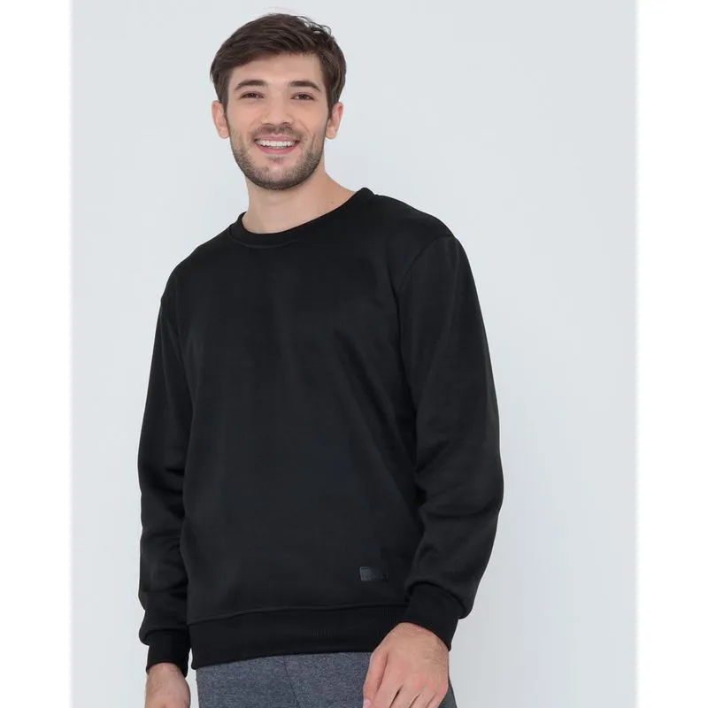 Blusão Moletom Masculino Liso Preto G