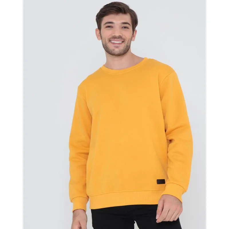Blusão Moletom Masculino Liso Mostarda G