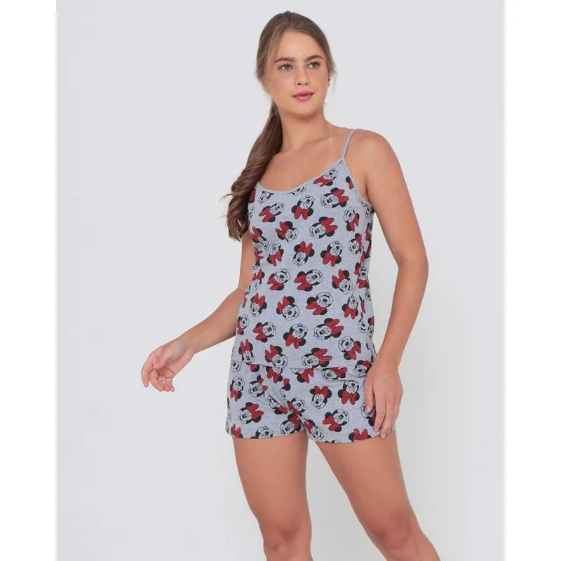 Pijama Alcinha Minnie Disney Cinza M