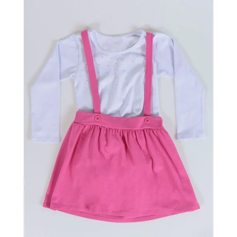 Conjunto Bebê Salopete Rosa 1