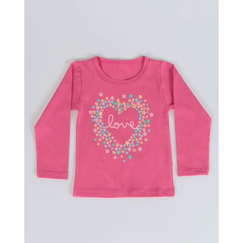 Blusa Bebê Manga Longa Love Rosa 1