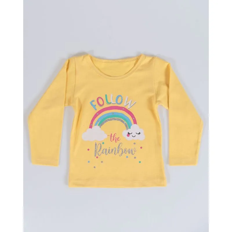 Blusa Bebê Manga Longa Arco-Íris Amarela 1