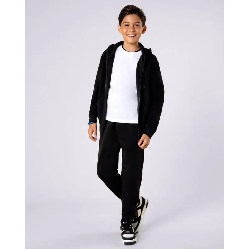 Calça Moletom Juvenil Jogger Básica Preta 16