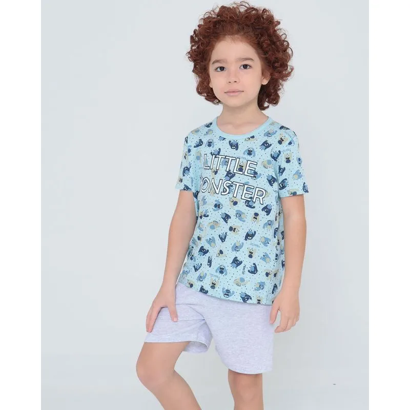 Pijama Infantil Estampa Monstros Azul Claro 4