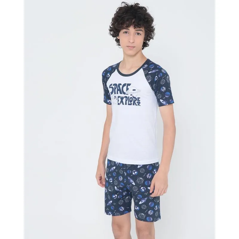 Pijama Juvenil Estampa Space Branco 14