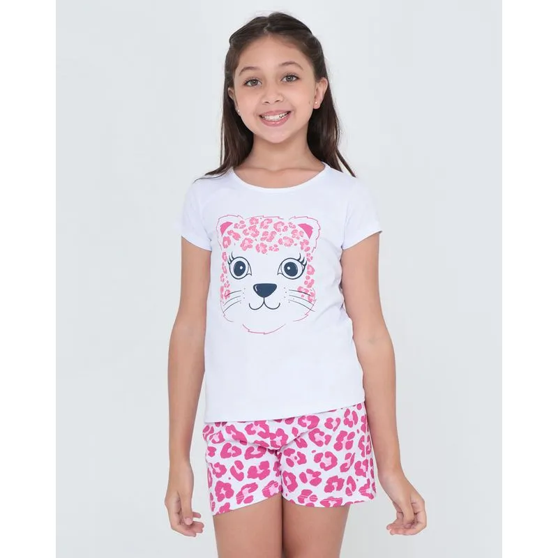 Pijama Infantil Estampa Onça Branco 10