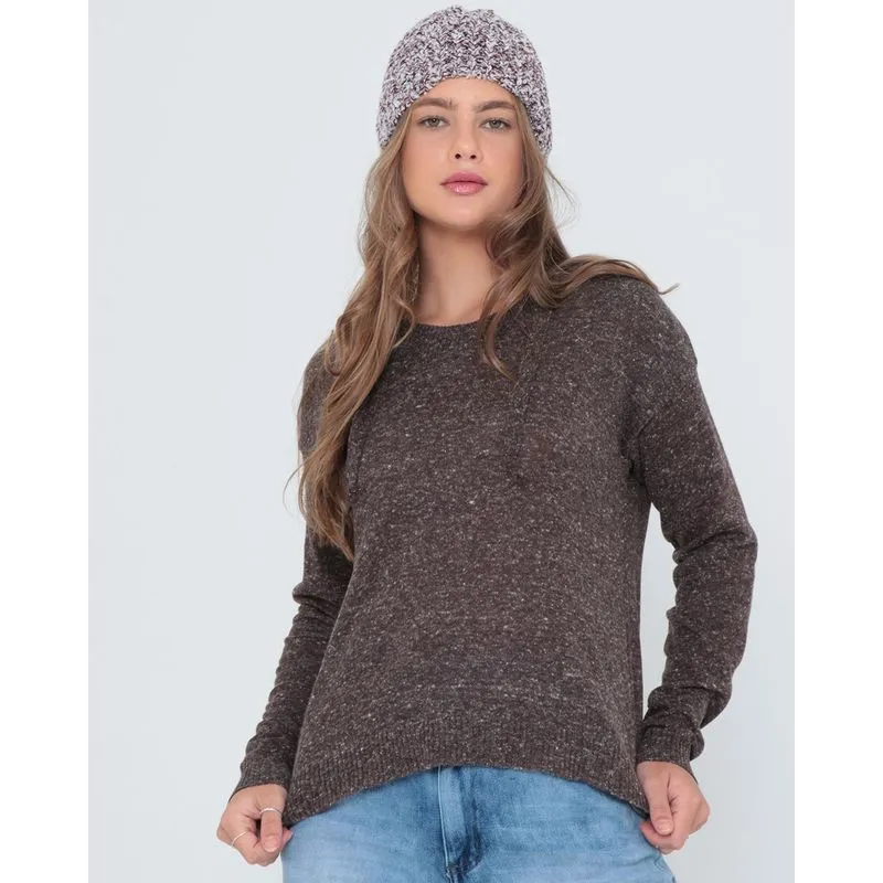 Suéter Feminino Com Capuz Tricô Marrom P