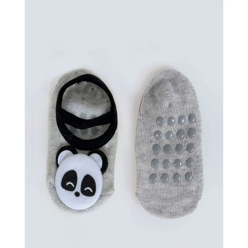 Meia Bebê Antiderrapante Panda 6 a 12 Meses Cinza 6 A 12
