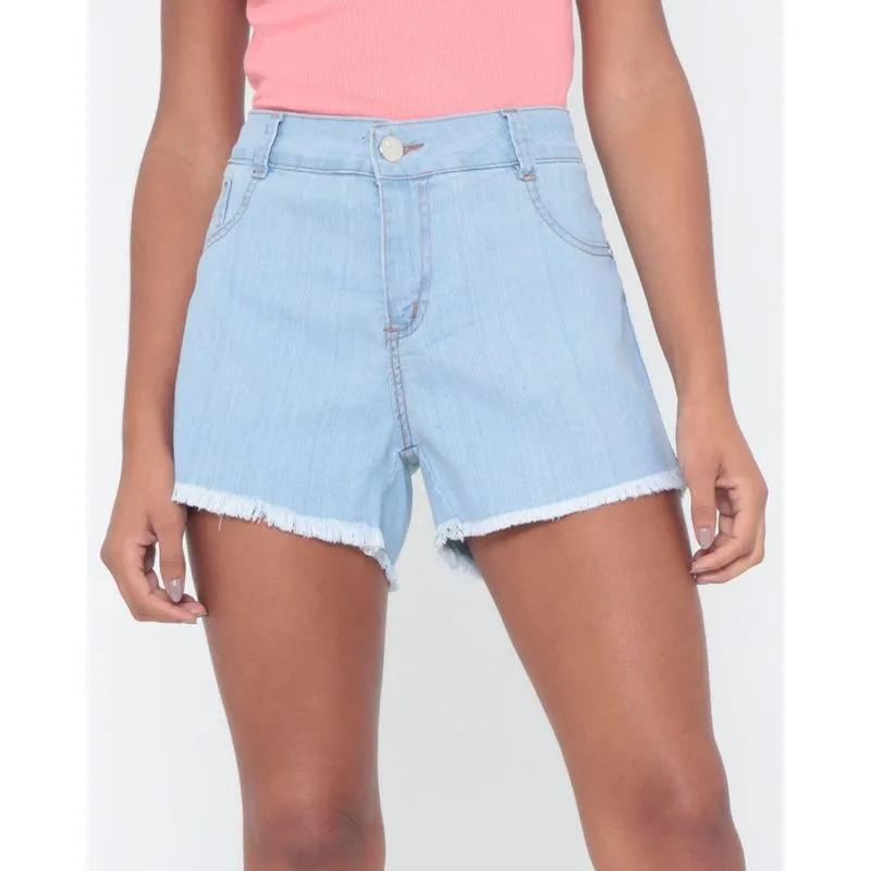 Short Jeans Feminino Básico Azul Claro 46