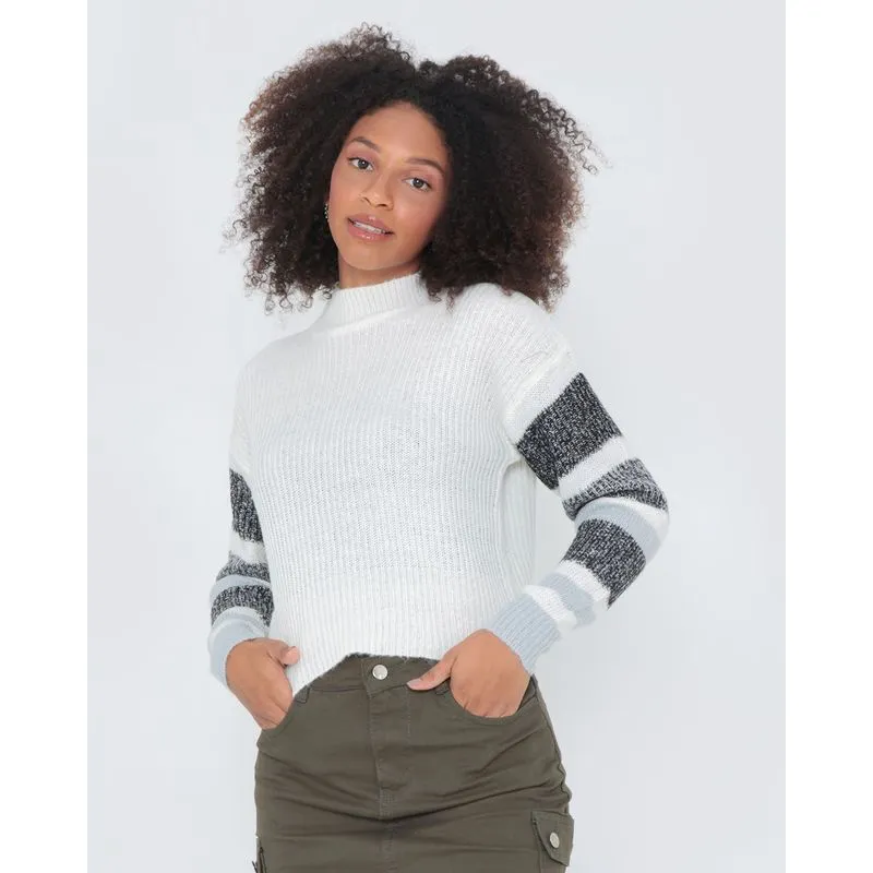 Suéter Feminino Gola Alta Off White M