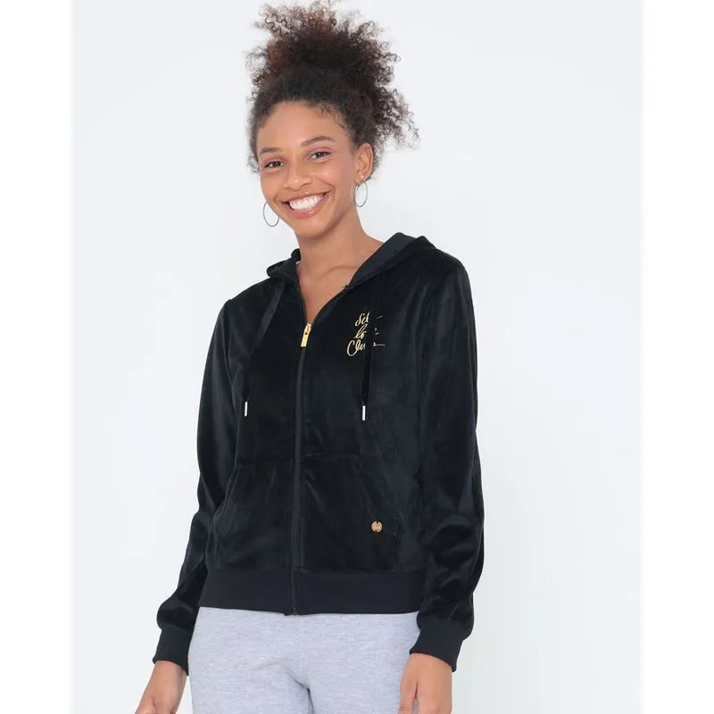 Casaco Feminino Plush Zíper Preto P