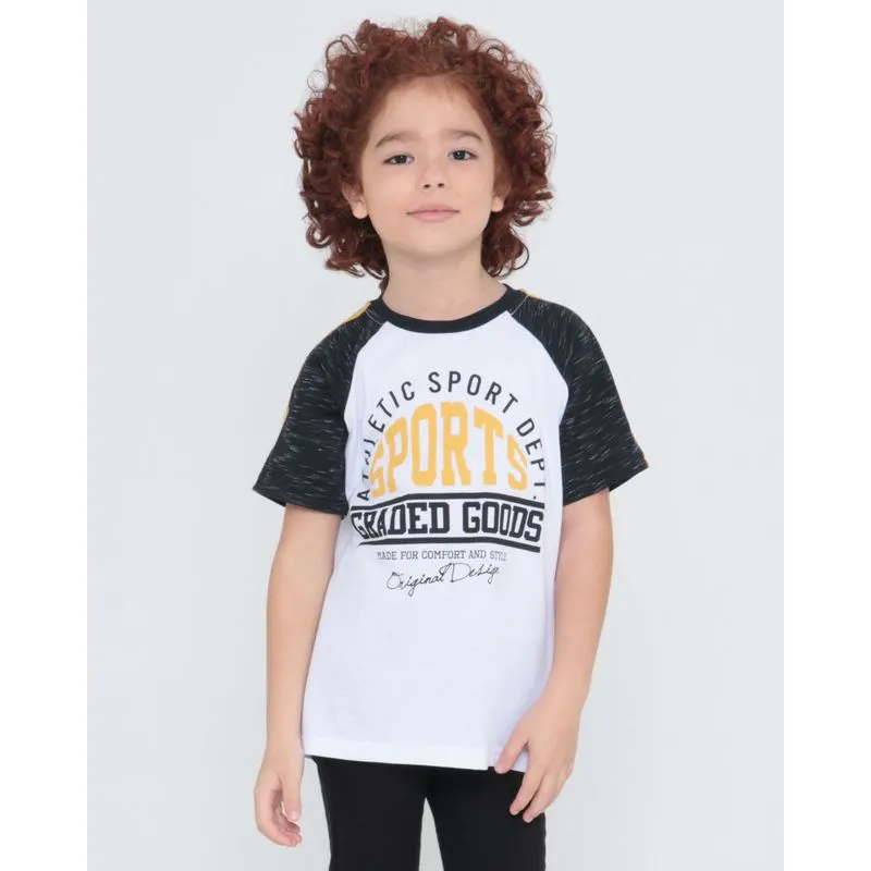 Camiseta Infantil Manga Curta Sports Branca 8