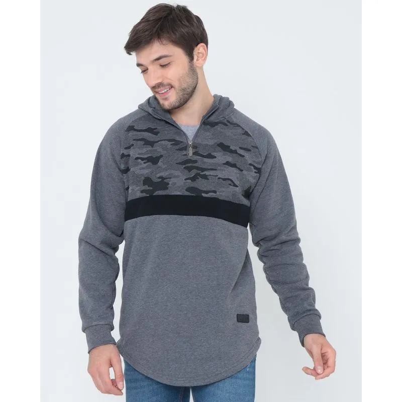Blusão Moletom Masculino Longline Cinza Escuro M