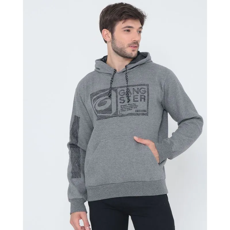 Blusão Masculino De Moletom Capuz Gangster Cinza P