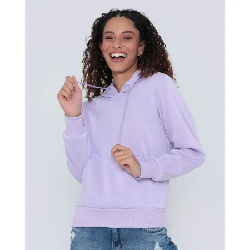 Blusão Moletom Feminino Com Capuz Lilás M
