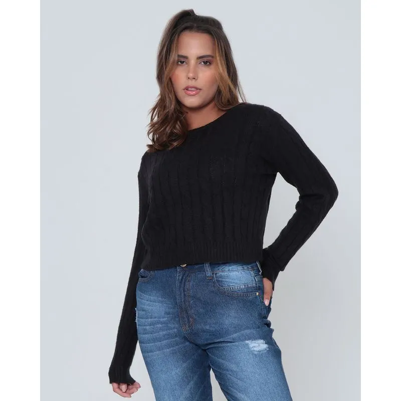 Suéter Tricô Chenille Preto G