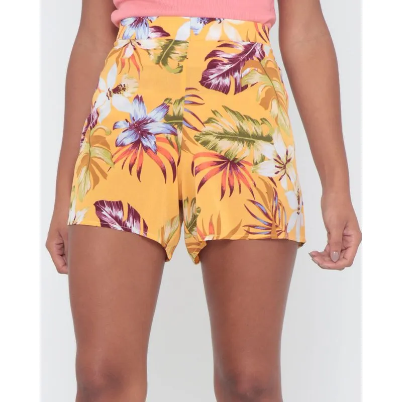 Short Estampado Floral Mostarda G