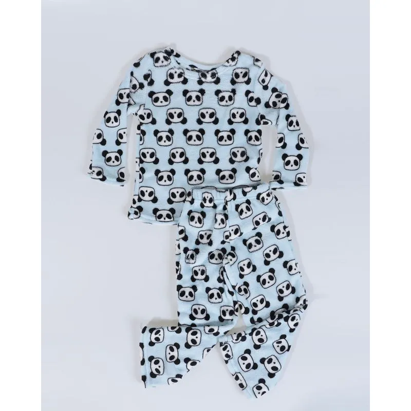 Pijama Bebê Pelúcia Pandas Azul Claro 1