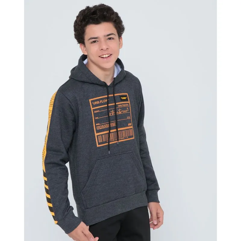 Blusão Moletom Juvenil Com Capuz Street Cinza 14