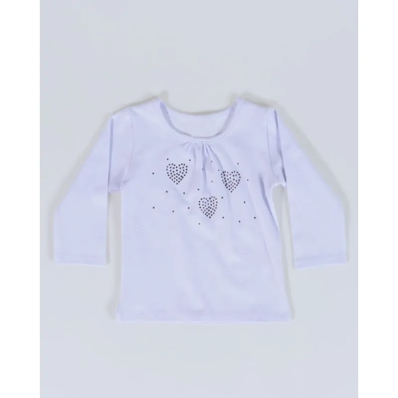 Blusa Bebê Manga Longa Strass Branca P