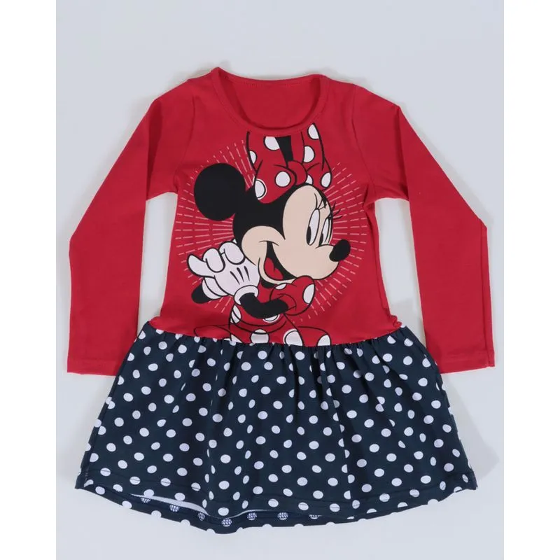 Vestido Bebê Manga Longa Minnie Disney Vermelho 2