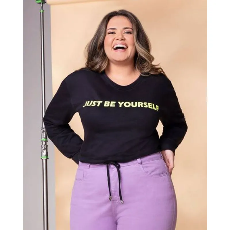 Blusa Moletinho Plus Size Preta G1