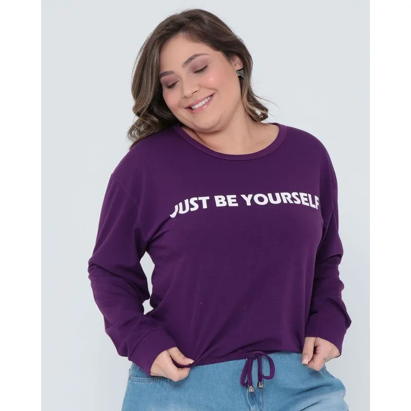 Blusa Moletinho Plus Size Roxa G2