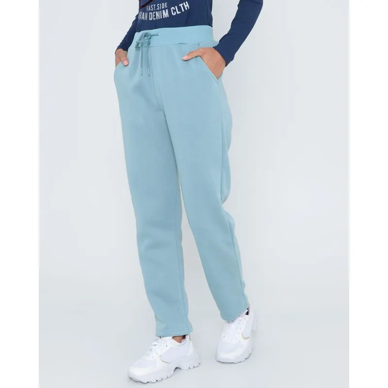 Calça Moletom Feminina Lisa Azul Claro GG
