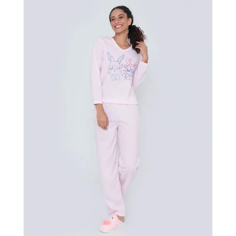Pijama Feminino Longo Soft Rosa M