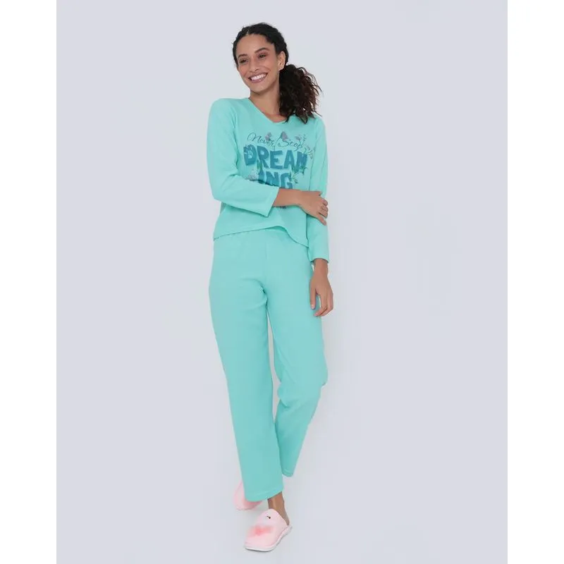 Pijama Feminino Longo Soft Verde Claro GG