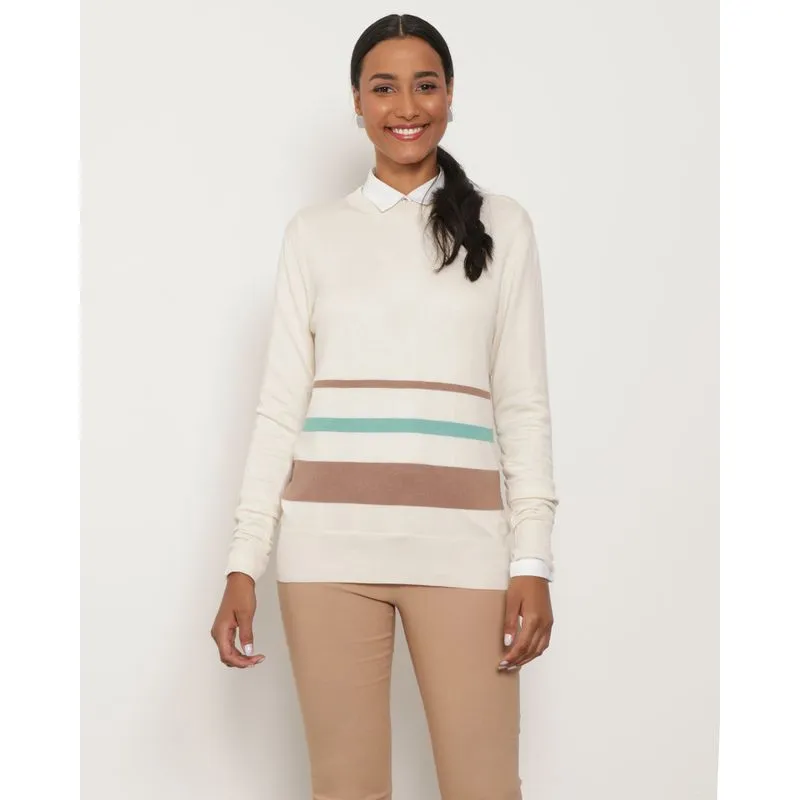 Suéter Feminino De Tricô Listrado Off White M