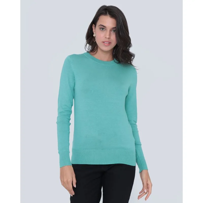 Suéter Feminino Liso Tricô Verde Claro M