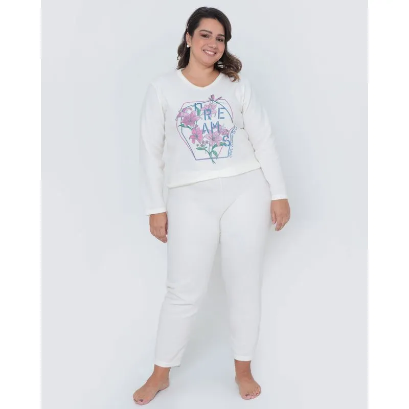 Pijama Plus Size Longo Soft Off White G1