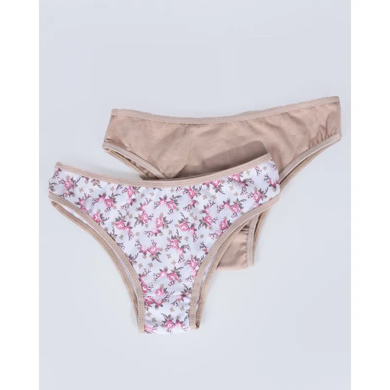 Kit 2 Calcinhas Juvenil Tanga Branca Bege 12