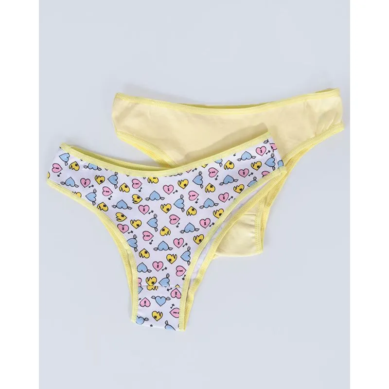 Kit 2 Calcinhas Juvenil Tanga Branca Amarela 12