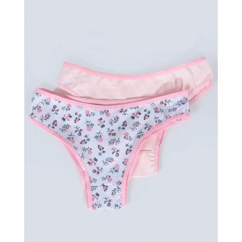 Kit 2 Calcinhas Juvenil Tanga Branca Rosa 10