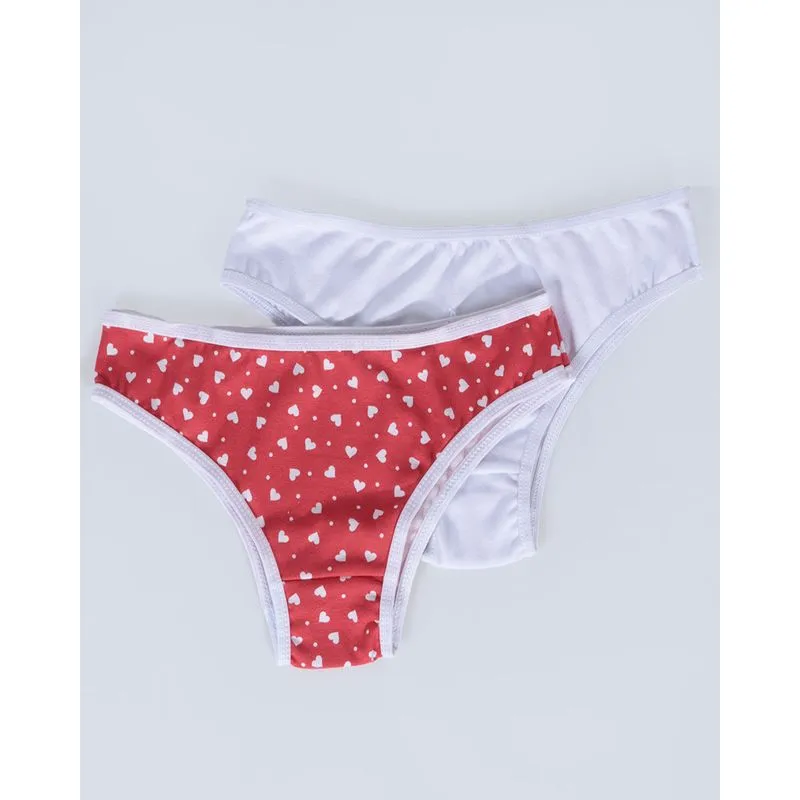 Kit 2 Calcinhas Juvenil Tanga Branca Vermelha 16