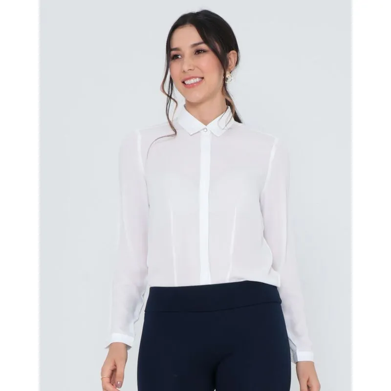 Camisa Feminina Crepe Lisa Branca P
