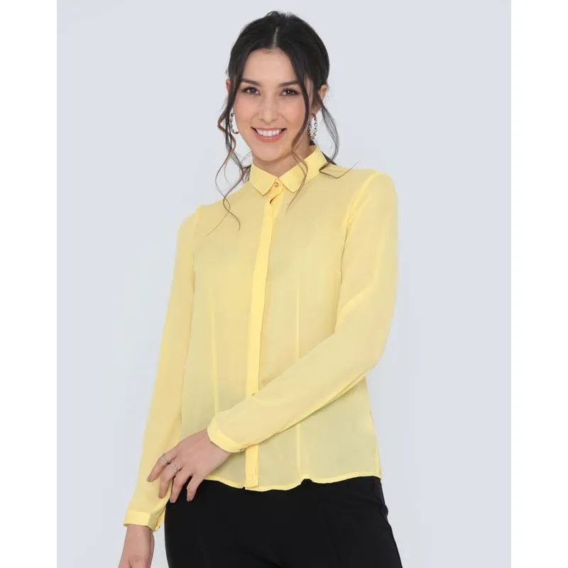 Camisa Feminina Crepe Lisa Amarela M