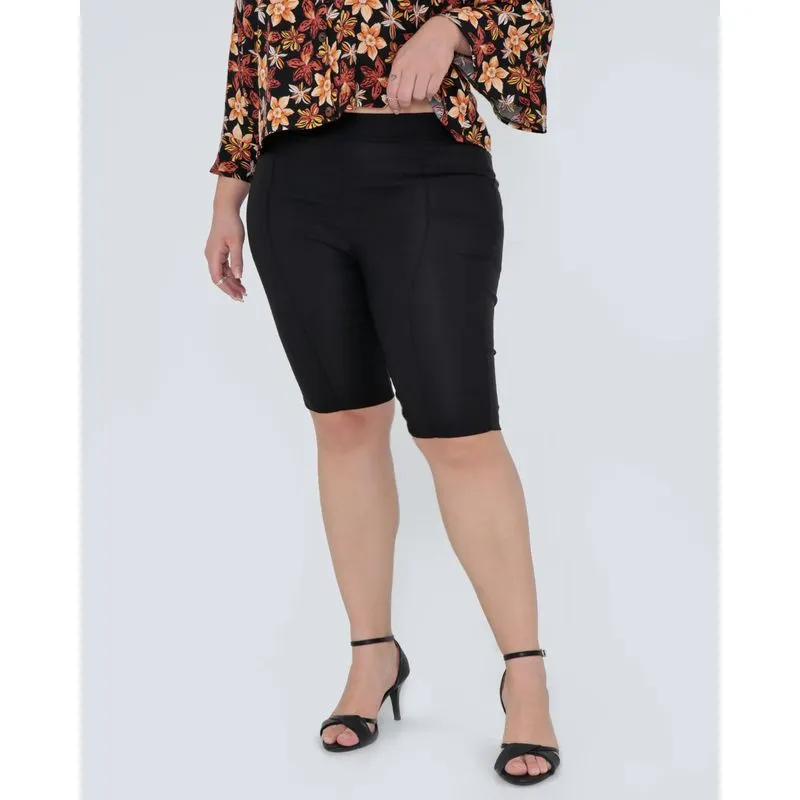 Bermuda Plus Size Feminina Bengaline Lisa Preta G3