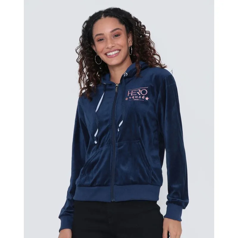 Jaqueta Feminina Fitness Plush Azul Marinho M
