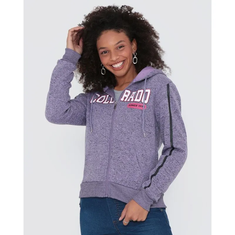 Casaco Moletom Feminino Estampa Frontal Lilás G