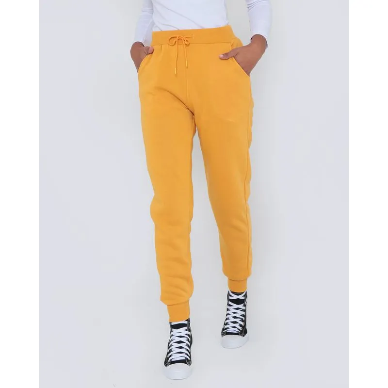Calça Feminina De Moletom Jogger Mostarda P