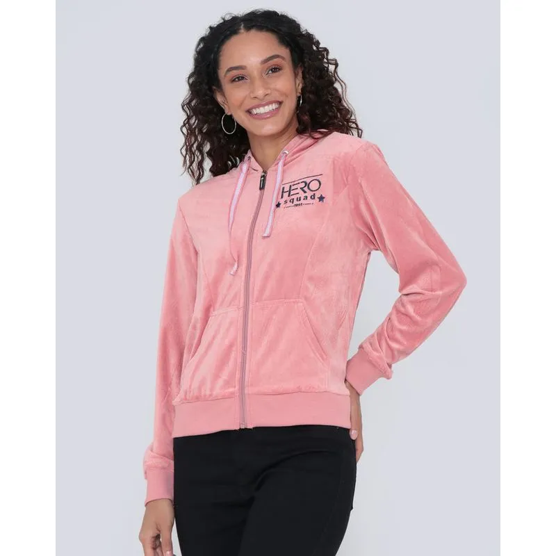 Jaqueta Feminina Fitness Plush Rosa Claro GG