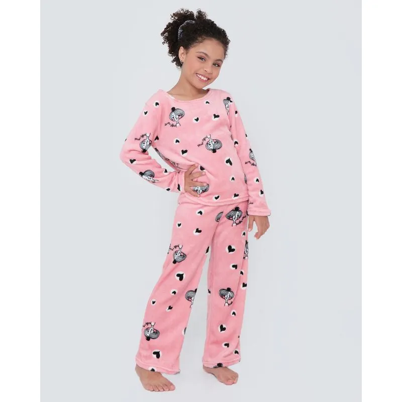 Pijama Infantil Longo Plush Rosa 6