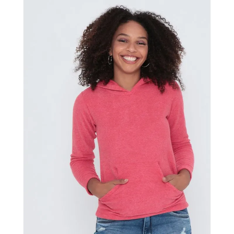 Blusa Fitness Com Capuz Bouclê Vermelho M