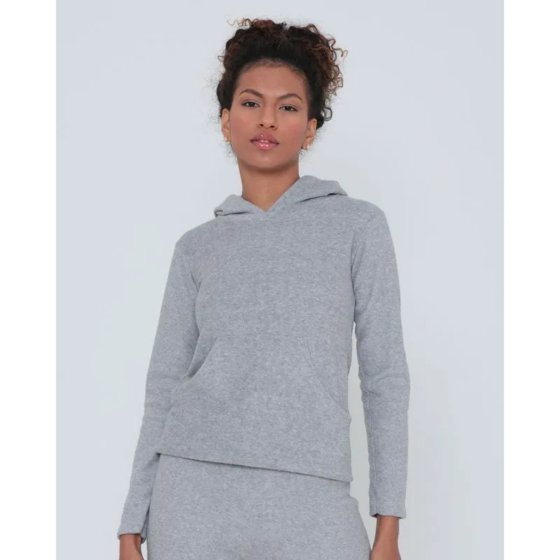 Blusa Fitness Com Capuz Bouclê Cinza G