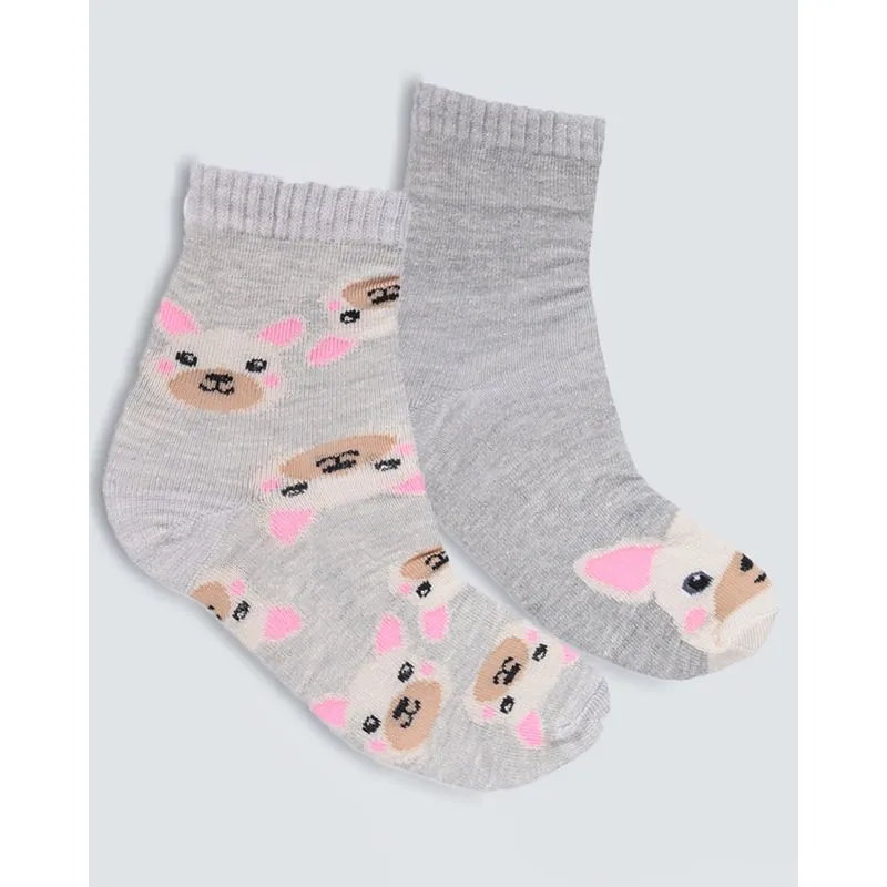 Kit 2 Pares de Meia Infantil Pugs Cinza 30 A 33