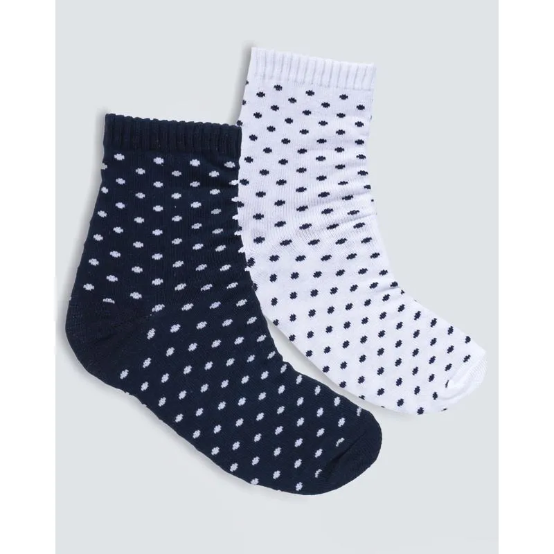 Kit 2 Pares de Meia Infantil Poá Branca Azul Marinho 26 A 29