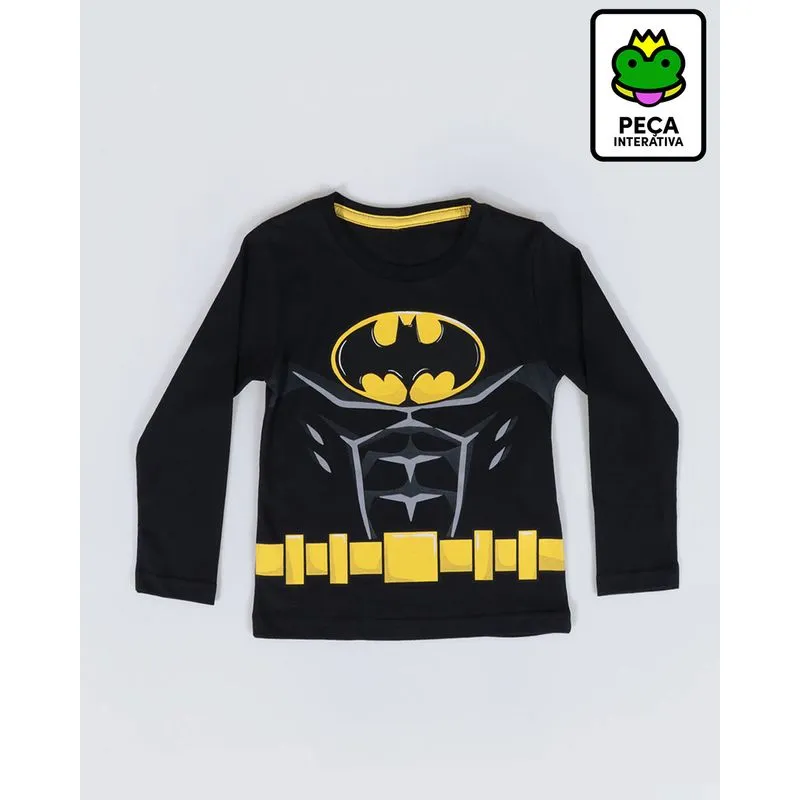 Camiseta Bebê Com Capa Batman Preta 1